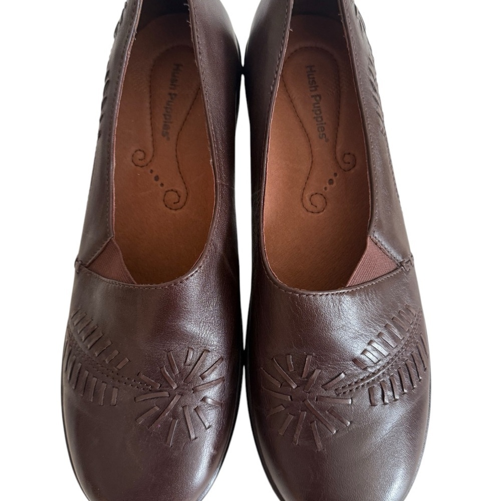 Hush Puppies Brown Loafers with Floral Embroidery